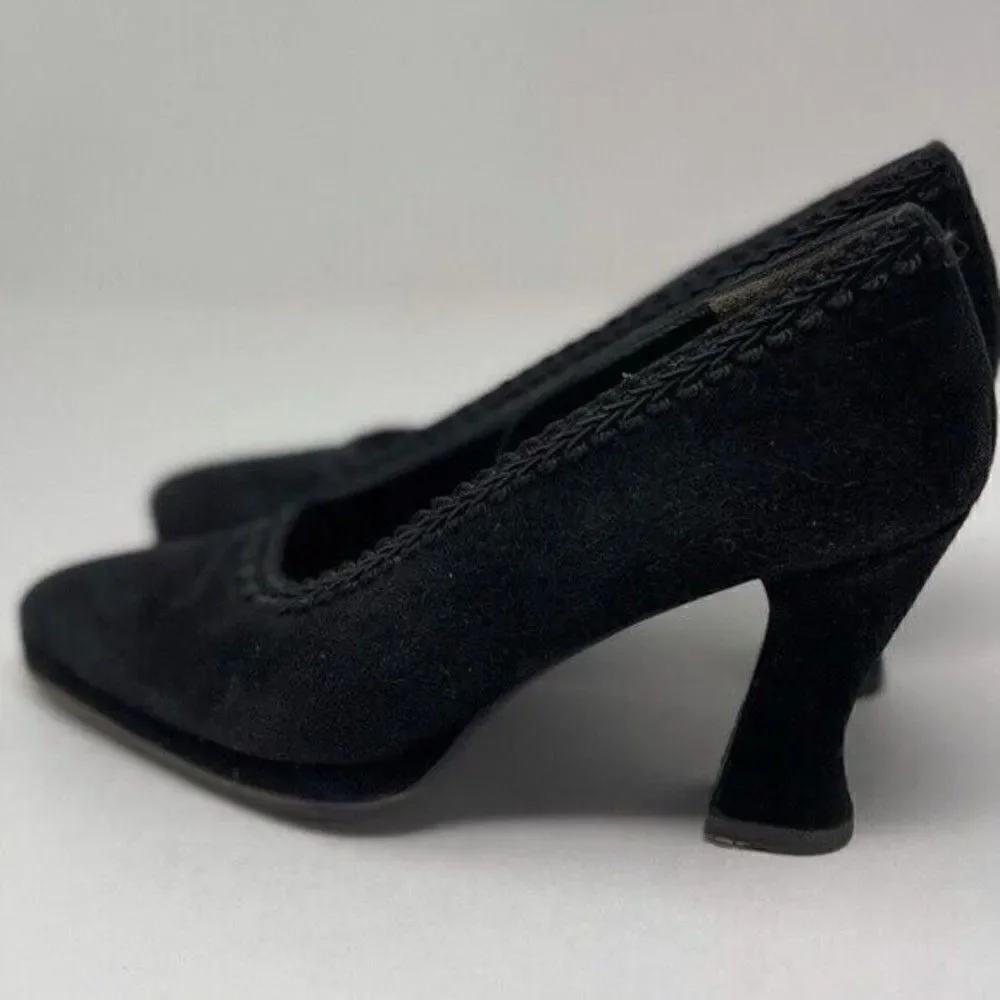 Karl Lagerfield 1980's Victorian style vintage heels black suede 6.5B BoxI